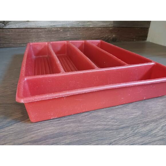 Vintage Mid Century orange silverware draw tray - Picture 2 of 3